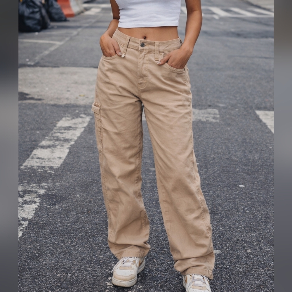 Re Generation Khaki Workwear Pants Size 25 Tan Straight Leg Cargo Style NWT